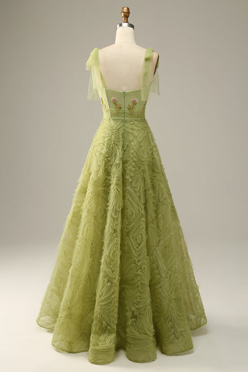 Light Green A-Line Ball Dress With Embroidery